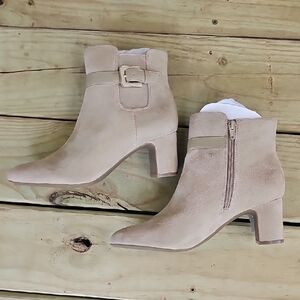 Womens Size 9 1/2 LifeStride‎ Tan Ankle Booties 9.5 Zip UP Bootie Brown